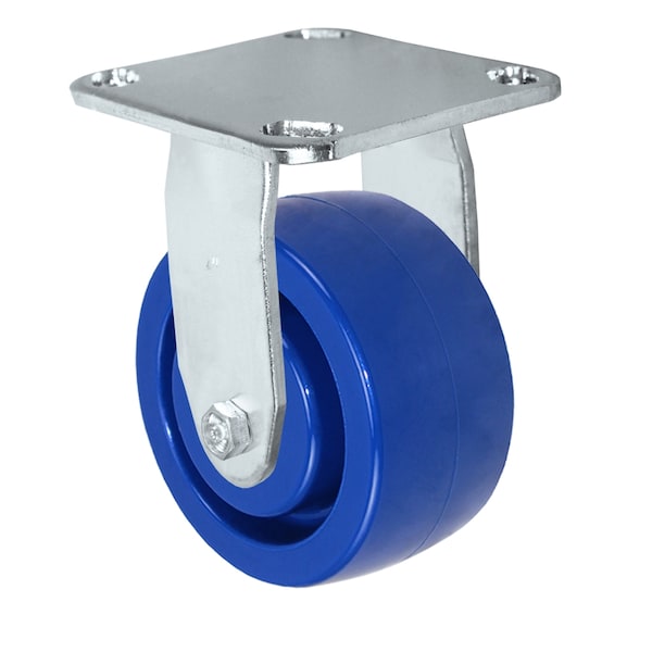 5" Stainless Rigid Caster, Solid Polyurethane Wheel